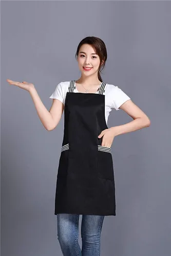 Miniatura 4 de Delantal ajustable con peto cruzado resistente a las gotas de agua con 2 bolsillos, delantales de cocina para mujeres y hombres, chef de trabajo