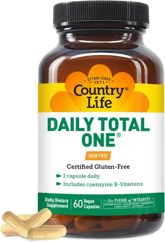 Country Life Daily Total One Multivitamínico, Complejo multivitamínico y multimineral una vez al día, vitaminas A, C, D, incluyendo coenzima