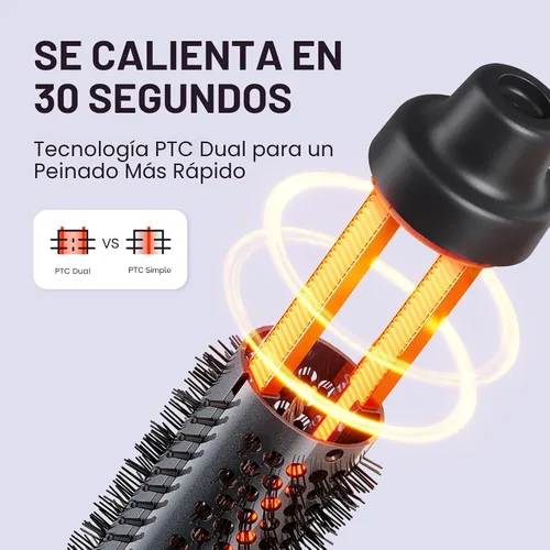 Miniatura 4 de Wavytalk Cepillo Térmico, Cepillo Redondo Calentado de 1 1/2 Pulgadas con Cabeza Desmontable, Bolsa de Terciopelo y Doble Voltaje para Viajes, Fácil