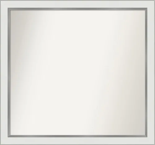 Miniatura 265 de Amanti Art Espejo de baño blanco para sobre el fregadero, 30 x 35 pulgadas, espejo de tocador rectangular estrecho de Eva de oro blanco, marco