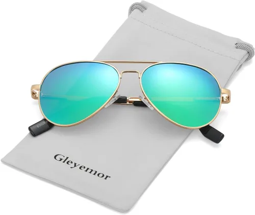 Miniatura 125 de Gleyemor Lentes de sol polarizados estilo aviador para niños y niñas, jóvenes, adolescentes, dos tamaños de 1.969 in y 2.047 in
