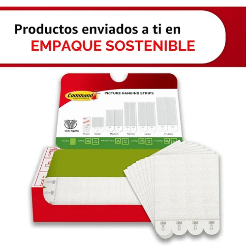 Miniatura 10 de Tiras adhesivas para colgar cuadros grandes, resistentes, blancas, capacidad para hasta 16 libras, 14 pares, embalaje fácil de abrir
