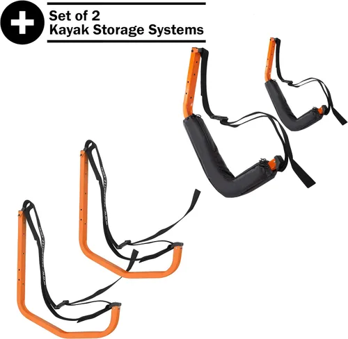 Miniatura 6 de RAD Sportz Juego de 2 sistemas de almacenamiento de kayak: ganchos de montaje en pared con capacidad de 125 libras cada uno para colgar kayaks