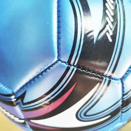 Miniatura 3 de Balón de fútbol azul tamaño 3, tamaño 5 superficie de poliuretano apretado tejido color vivo con bomba y aguja adecuado para entrenamiento práctica