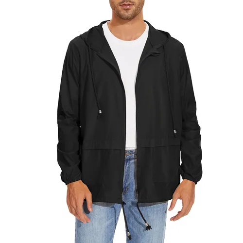 Miniatura 2 de American Trends Chaqueta impermeable para hombre, ligera, plegable, con capucha, cortavientos