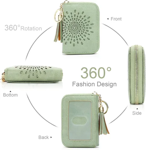 Miniatura 2 de APHISON RFID - Porta tarjeta de crédito con cremallera carteras pequeñas para mujer en cuero estilo girasol para mujer y niña caja de regalo 1927