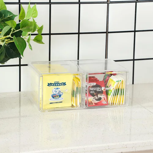 Miniatura 4 de Cq acrylic Organizadores de maquillaje apilables transparentes y almacenamiento con 2 cajones, organizador de gabinete de medicina acrílico de 4.7