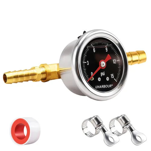 Miniatura 11 de Manómetro lleno de glicerina con caja de acero inoxidable 304, esfera negra de 1-1/2 pulgadas, 0-60 Psi, alta precisión, montaje trasero central NPT