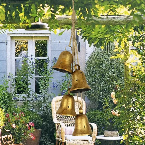 Miniatura 4 de Styleonme Campanas Decorativas, Campanas de Decoración de Navidad, Campana de Toro Colgante de Cuerda de Metal Huangma, Campana Clásica