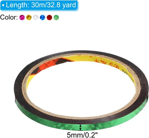 Miniatura 2 de PATIKIL Cinta prisma de 0.2 pulgadas x 32.8 yardas, paquete de 6 unidades holográficas metalizadas reflectantes autoadhesivas para manualidades