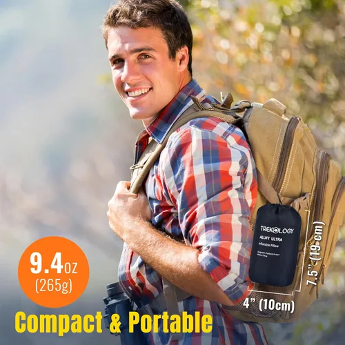 Miniatura 4 de TREKOLOGY Almohada de Camping - Grande Inflable (24"x15") para Comodidad como en Casa, Portátil y Ergonómica, Fácil de Limpiar, Duradera y a Prueba