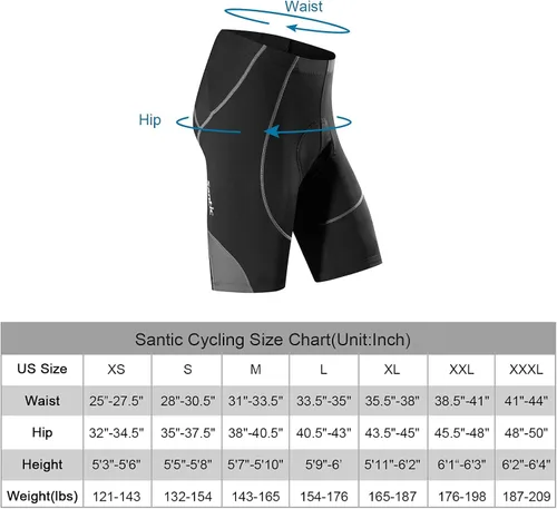 Miniatura 3 de Santic Pantalones cortos de ciclismo acolchados para hombre, pantalones de ciclismo para ciclismo, ropa de ciclismo