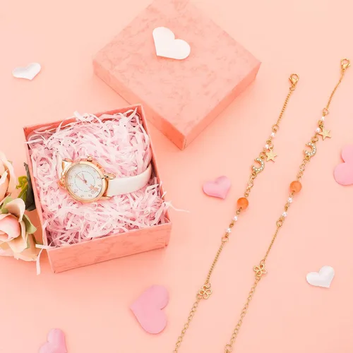 Miniatura 6 de 3 piezas de reloj para niños y pulsera de estrellas, relojes de cuarzo de dibujos animados, incluyendo bonitos relojes de cuarzo de cuero, 2 piezas