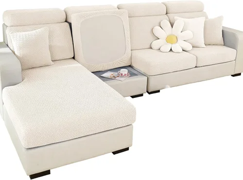 Miniatura 12 de ele ELEOPTION Fundas de cojín para respaldo de sofá, funda elástica en forma de L, funda seccional para sofá, protector de muebles, forro para sala