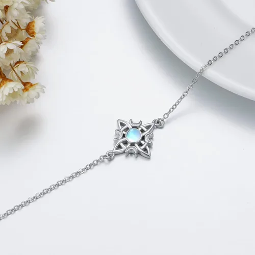 Miniatura 3 de LONAGO Tobillera de plata de ley 925 con nudo celta para mujer, con nudo de brujas, ajustable, para playa, tobillera, regalos de joyería