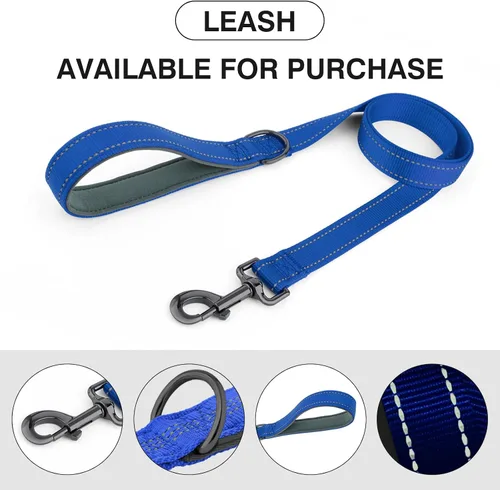 Miniatura 8 de Collar de perro personalizado de nailon con nombre y teléfono bordados, tira reflectante, forro de neopreno suave, hebilla de metal duradera, correa
