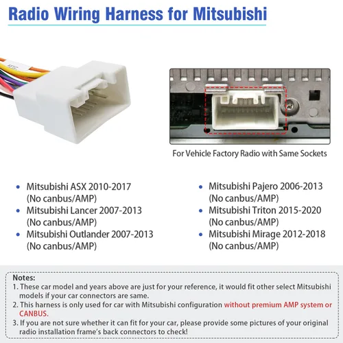 Miniatura 2 de Arnés de cables de radio de 20 pines para kit de adaptador de cableado de estéreo Mitsubishi, arnés de cableado de radio Android con conector RCA