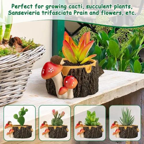 Miniatura 3 de Macetas para Suculentas con Forma de Erizo con Orificio de Drenaje, Macetas para Plantas de Interior/Cactus/Suculentas, Maceta de Interior Regalo