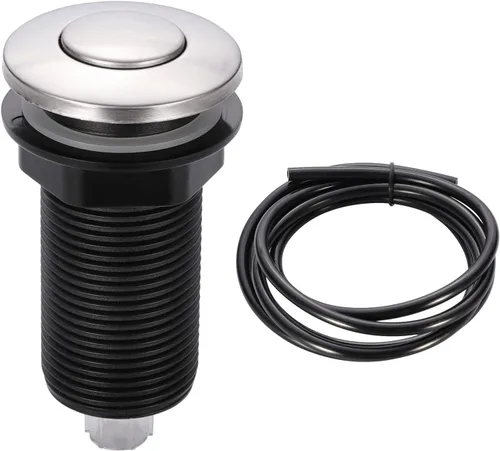 RQYEKDO Interruptor de aire para eliminación de basura, parte superior de fregadero de cocina, acero inoxidable, níquel cepillado, largo, 2.5