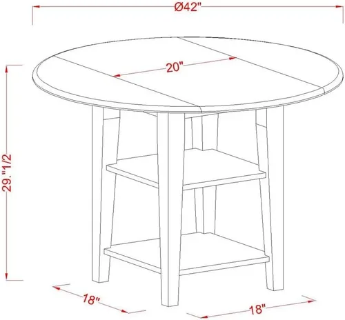 Miniatura 10 de East West Furniture SUGR5-LWH-W - Juego de mesa de comedor de 5 piezas para 4 personas, incluye una mesa de cocina redonda con gotas y estantes y 4