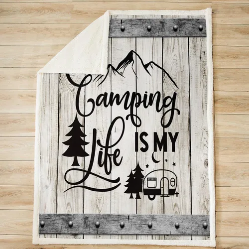 Miniatura 2 de Manfei Manta de camping feliz para cámper, caravana, remolque, sofá, manta de cama de madera gris vintage para niños, niñas y adultos, manta