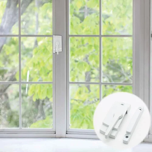 Miniatura 5 de Uenhoy Paquete de 2 cerraduras de ventana de acción de leva para ventanas dobles colgadas, cerraduras de ventana blancas para ventanas correderas