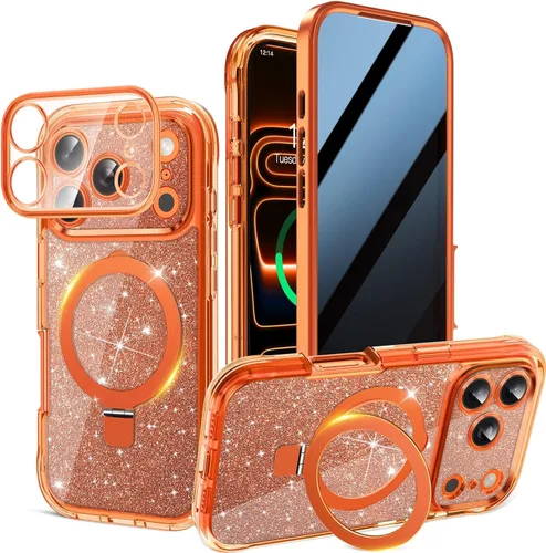 Miniatura 25 de Funda magnética de privacidad para iPhone 17 Pro Max [Cartulina con purpurina para bricolaje] [Soporte magnético invisible] Protector de pantalla