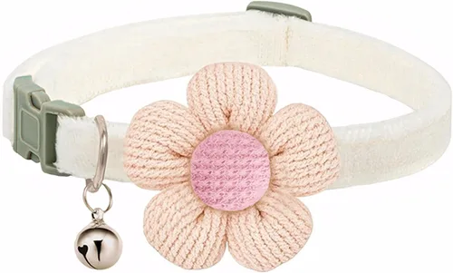 Miniatura 11 de Collar para perros pequeños con flor, Collares para cachorros XS, Collares para perros pequeños con campana para niña niño perrito pequeño (Rosa)