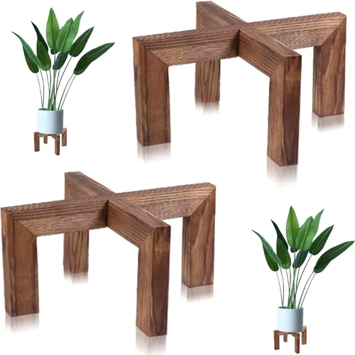 Miniatura 2 de Soporte para plantas de interior, soporte de madera para macetas, adecuado para macetas de 5 a 12 pulgadas, hogar y jardín (color madera, 1 unidad)