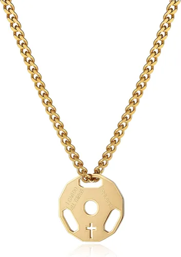 Miniatura 3 de HZMAN Collar con colgante de cadena de barra de acero inoxidable para hombre