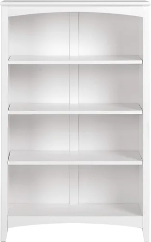 Camaflexi Estantería estilo Shaker de 4 estantes, madera maciza, 48 pulgadas de alto, estantería ajustable, parte trasera cerrada, estantería de