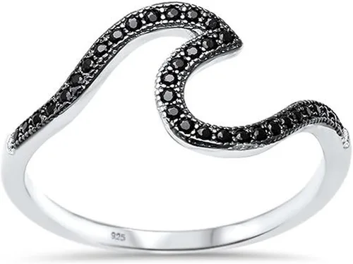 Miniatura 5 de Oxford Diamond Co . Anillo de plata de ley 925 con diseño de ondas en colores disponibles