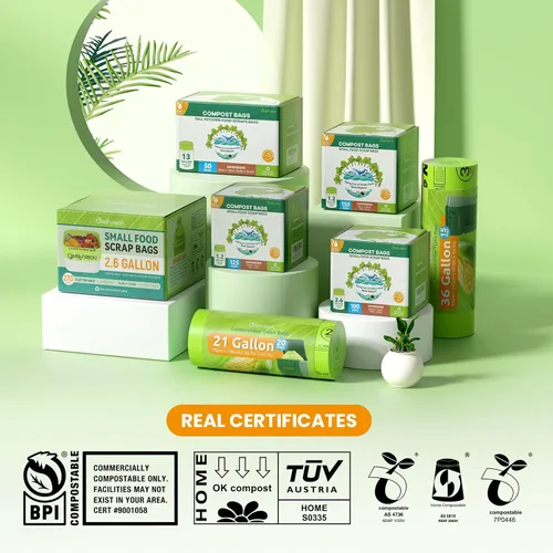 Miniatura 6 de GreFusion Bolsas compostables para cubo de compost de cocina, 1.2 galones, 125 unidades, certificadas por BPI y ASTM, a prueba de fugas y control