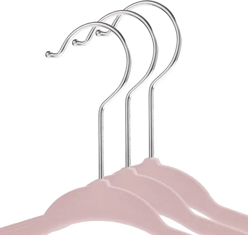Miniatura 2 de Casafield 50 perchas de terciopelo para bebé, tamaño de 11 pulgadas para ropa de bebés y niños pequeños, color rosa claro