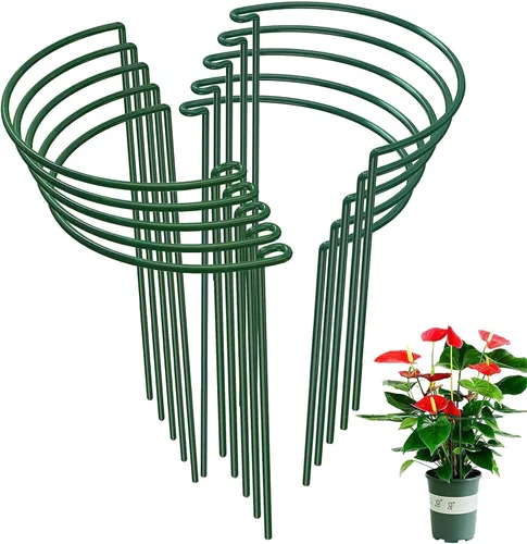 Miniatura 7 de Estaca de soporte para plantas de serpiente, estaca y soporte de peonía semicircular, jaula de soporte de hortensias resistente, anillo de soporte