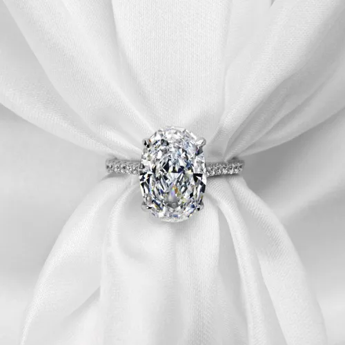 Miniatura 3 de michooyel S925 - Anillo de compromiso de circonita cúbica de corte ovalado de 4 quilates anillo de compromiso de boda de plata de ley para mujer