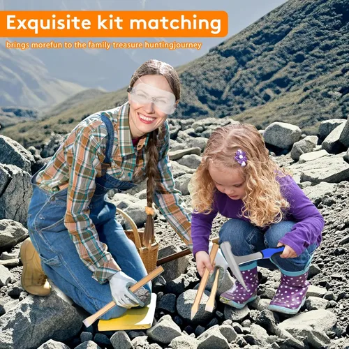 Miniatura 6 de Kit de 17 martillos de roca de geología, martillo de 32 onzas, 3 cinceles de excavación, herramientas de caza de rocas con pala multifunción