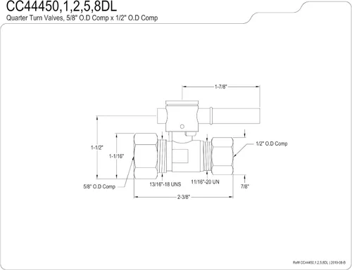 Miniatura 2 de Kingston Brass Elements of Design CC44458DL Concord - Válvula de parada recta de 1/2 pulgada IPS x 1/2 pulgada OD Comp de 5/8 pulgadas, níquel