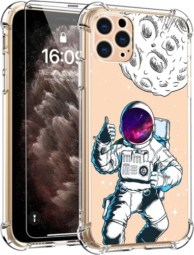 Miniatura 14 de LUXVEER Funda para iPhone 11 Pro con protector de pantalla, elegante diseño floral en TPU suave transparente, ajuste delgado, funda protectora