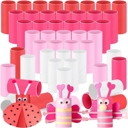 Miniatura 21 de Henoyso Paquete de 100 tubos de cartón para manualidades, rollos gruesos de papel higiénico vacíos para niños, proyectos de aula, manualidades