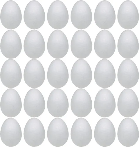 Miniatura 9 de Crafjie Huevos de espuma, 15 huevos de espuma de 3.15 pulgadas (3.1 in), color blanco, suaves para primavera, Pascua, Halloween, Navidad