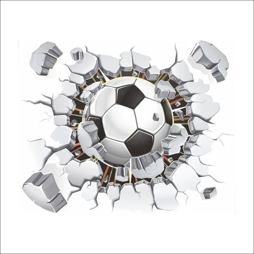 Miniatura 4 de MQ - Adhesivos de pared rotos en 3D para el hogar, diseño de fútbol y fútbol, póster decorativo para habitación de niños, decoración de dormitorio
