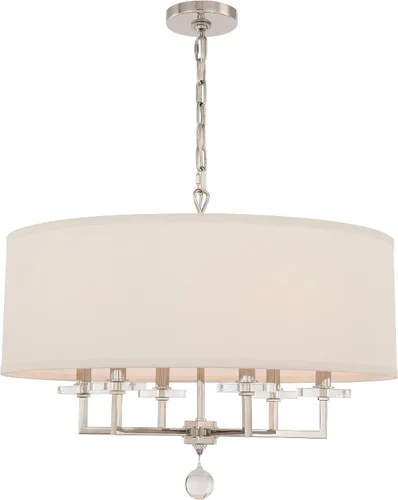 Miniatura 7 de Crystorama Paxton - Candelabro de latón envejecido con 6 luces, lámpara de techo para pasillo, sala de estar, vestíbulo, casa de campo, lámpara