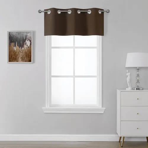 SeeGlee Coffer - Cortina opaca con ojales en la parte superior, color marrón, cortinas con aislamiento térmico para cocina (1 paquete, 36 pulgadas