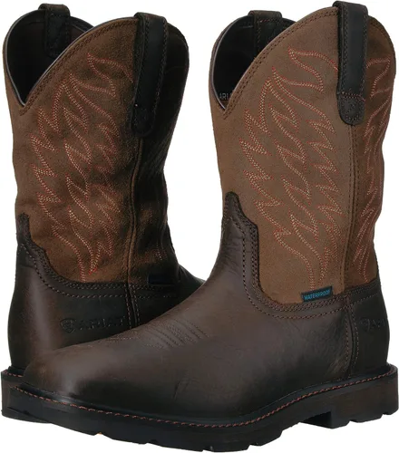 Miniatura 7 de ARIAT Botas de trabajo impermeables con punta cuadrada ancha para hombre, botas de cuero