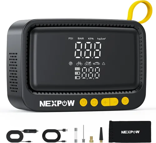 Miniatura 14 de NEXPOW Inflador de neumáticos, compresor de aire portátil, bomba de aire de 150 PSI para neumáticos de automóvil con manómetro digital y apagado