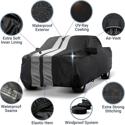 Miniatura 4 de iCarCover Funda personalizada para camión Ford Ranger Super Cab, cama regular 1983-1992, impermeable, para todo tipo de clima, lluvia, nieve, UV
