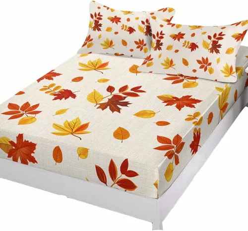 Miniatura 9 de Sábanas bajeras de bolsillo profundo de hasta 16 pulgadas, funda de colchón suave de Halloween con 1 funda de almohada decorativa para dormitorio