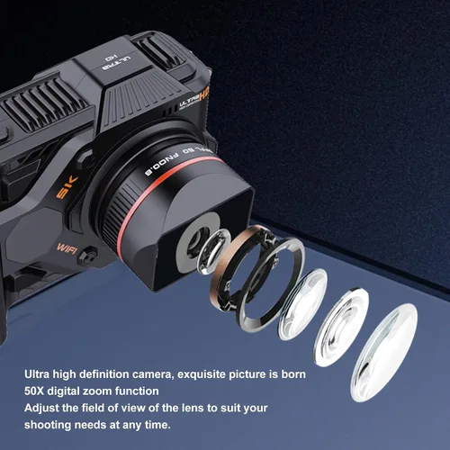 Miniatura 7 de Cámaras digitales de 5K 50MP para fotografía, cámara de videoblogs de enfoque automático para YouTube con tarjeta TF de 64 GB y baterías, 4800 mAh