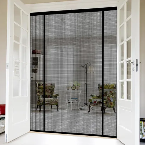 Miniatura 7 de Malla magnética con imanes súper fuertes, red de fibra de vidrio de doble apertura para puertas corredizas de vidrio, patio grande y puertas
